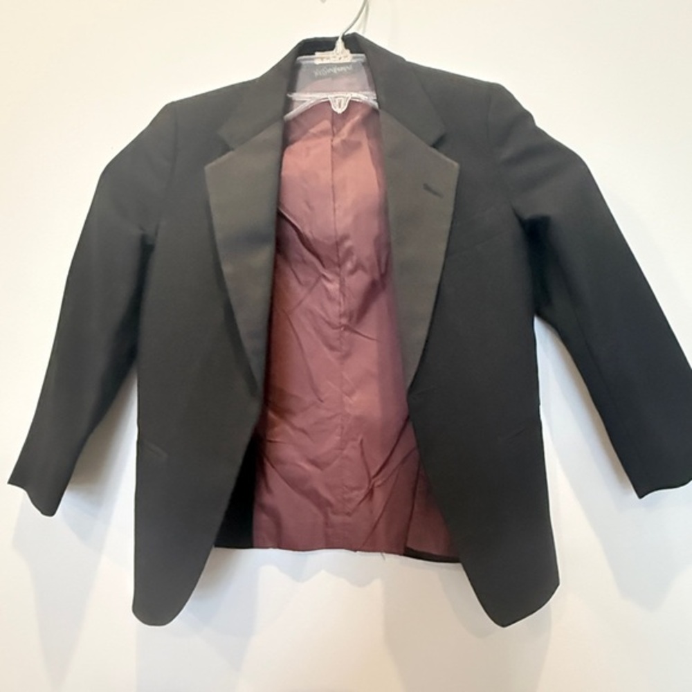 Yves Saint Laurent Lined Black Blazer Jacket Boys Sz 7 Formal Designer DAA